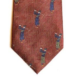 Land's End 100% Silk Handsewn Red Tie Made in USA